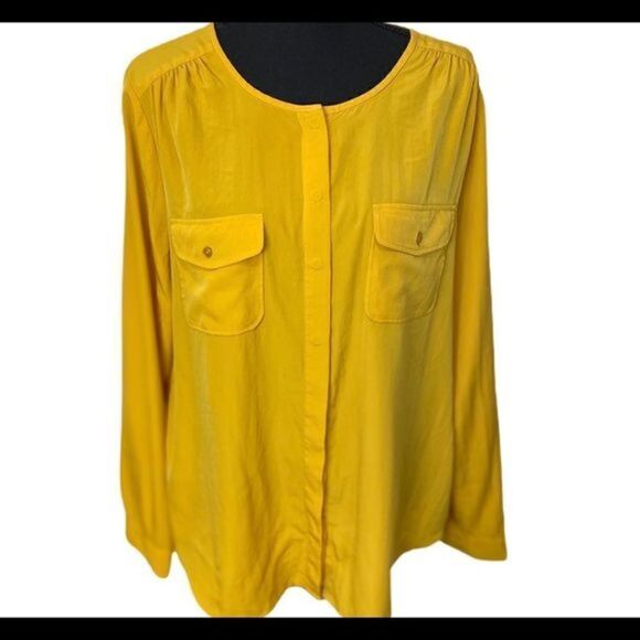 LOFT sunflower yellow career button front blouse - Picture 1 of 8
